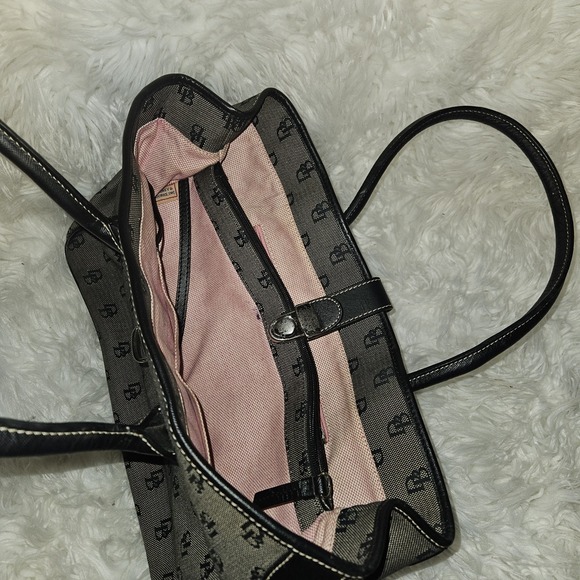 Dooney & Bourke Dark Brown Signature Jacquard Leather Shoulder Bag - Picture 3 of 5